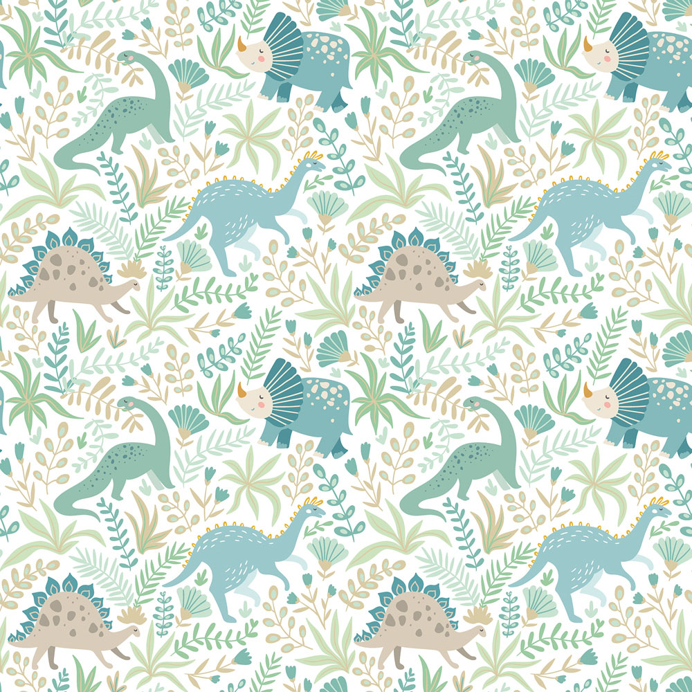 Hoopla Walls Peekaboo Jurassic Party Denim Mix Wallpaper Image 1