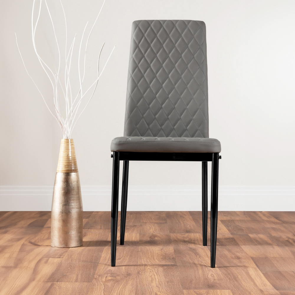 Furniturebox Arona Valera 6 Seater Round Dining Set Black and Grey Image 3