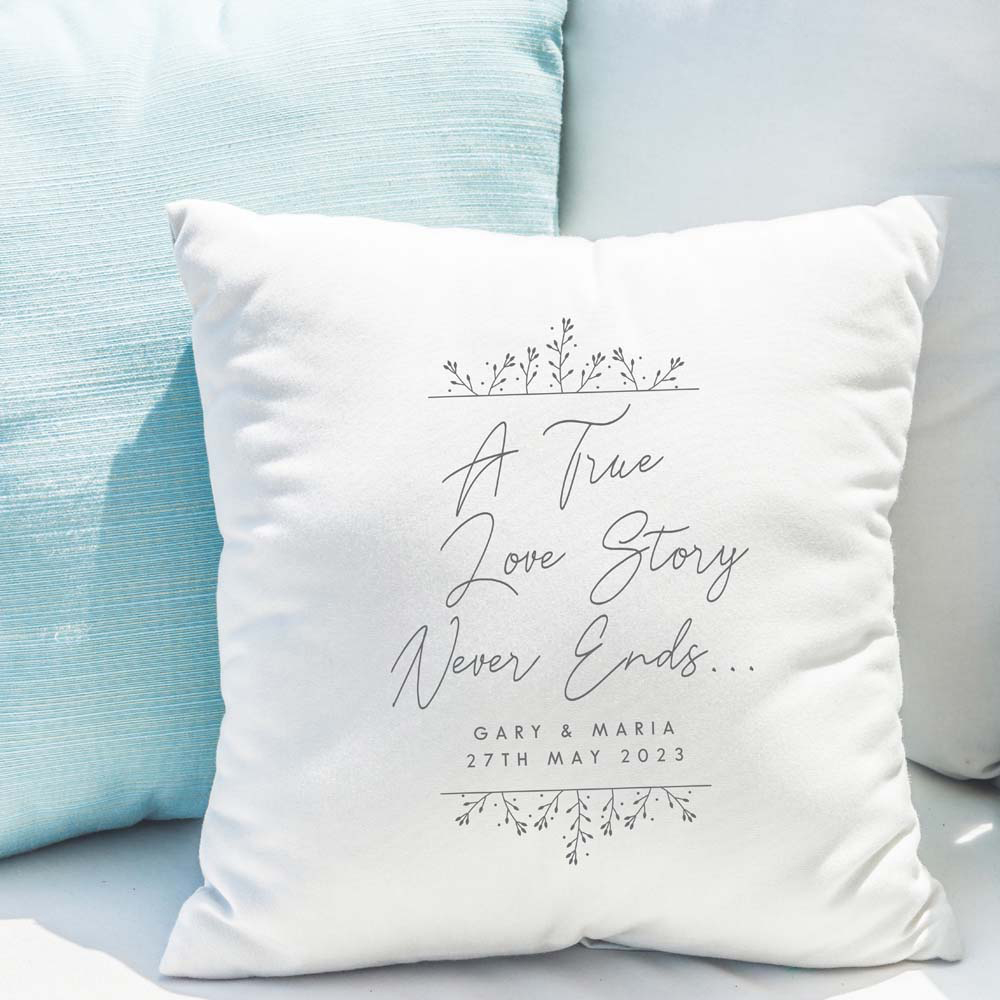 Personalised Memento Personalised True Love Story White Cushion 40 x 40cm Image 3