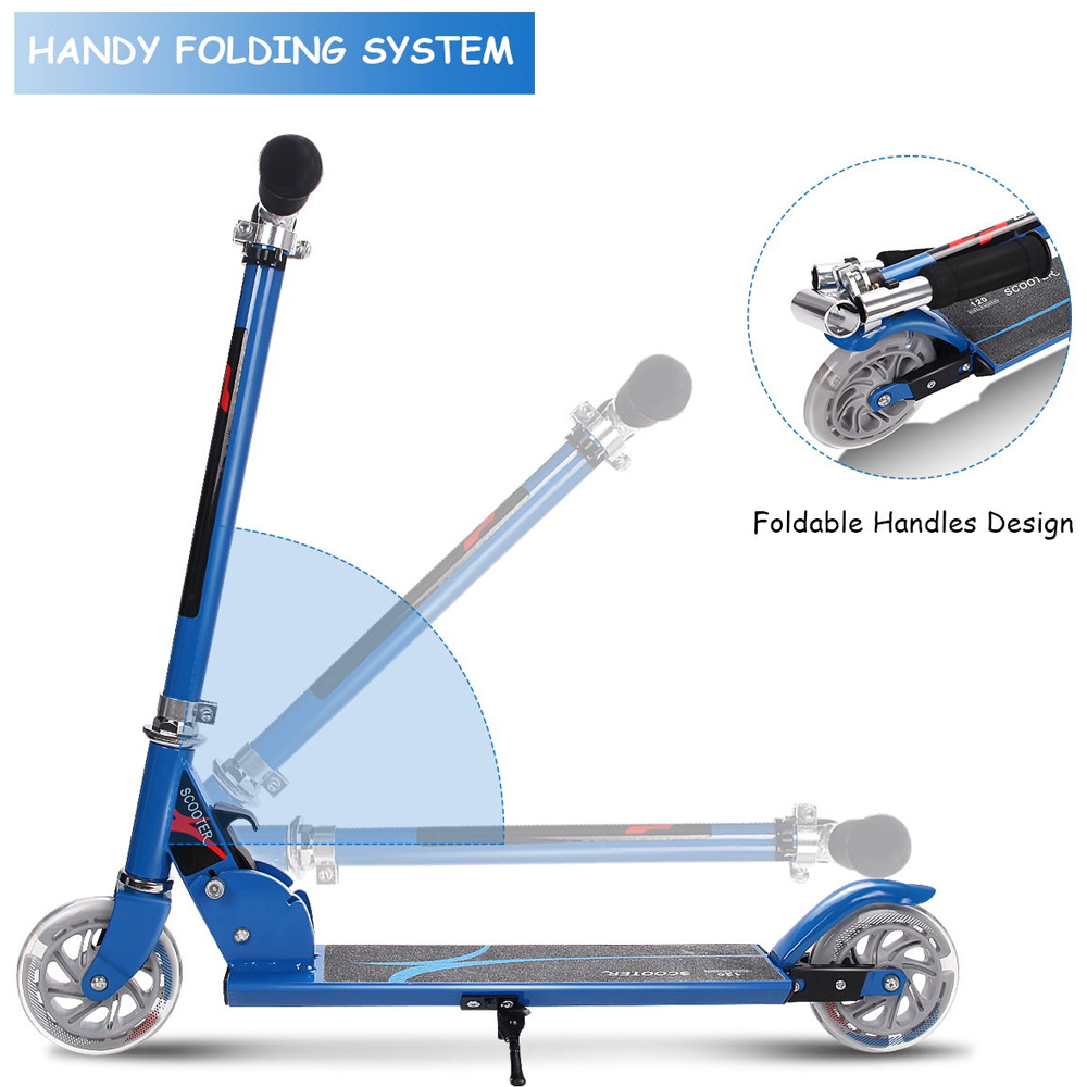 Costway Blue Kids Aluminium Folding Stunt Scooter Image 6