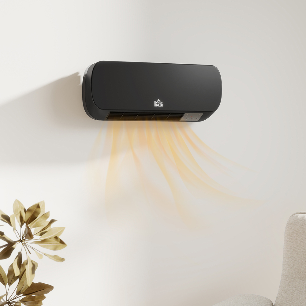 HOMCOM Black Wall Mounted Electric Heater 2000W Image 2