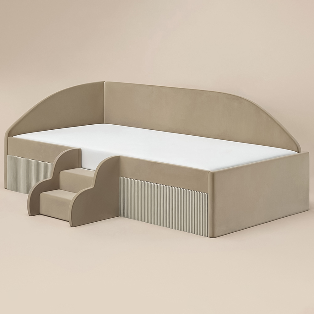 Flair Aviana Beige Velvet and Cord Low Sleeper Bed Image 2