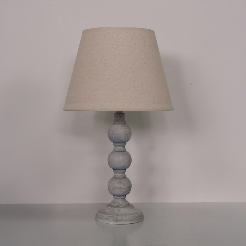 Acacia Home Cream Linen Shade Grey Table Lamp Image 3