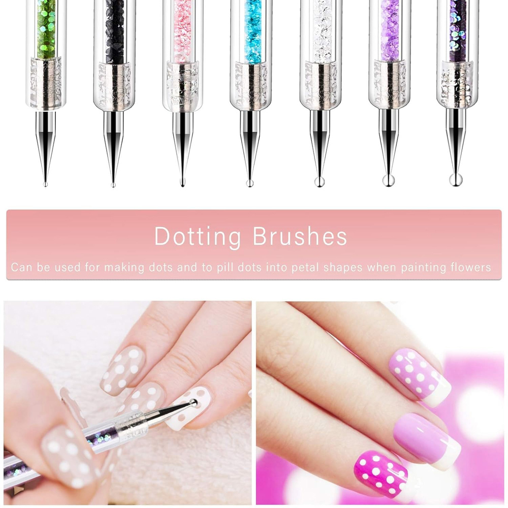 ATEK 5 Piece Double-Ended Nail Art Dotting and Liner Painting Brush Set Image 4