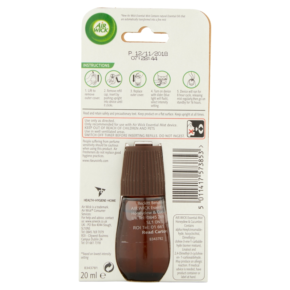 Air Wick Honeydew Cucumber Essential Mist Refill 20ml Wilko