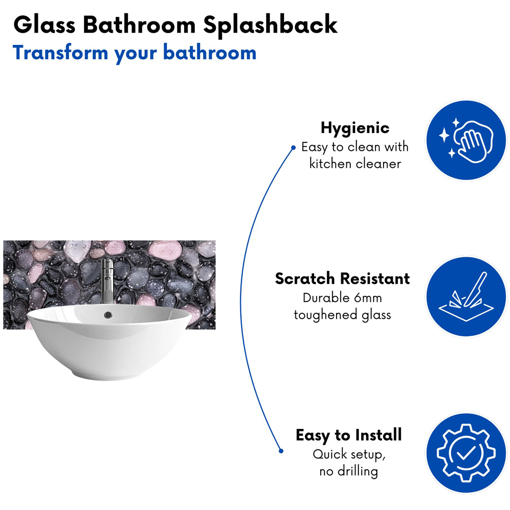 Warren Reed Designer Glossy Pebbles in Soft Hues Bathroom Splashback 25 x 60cm Image 4
