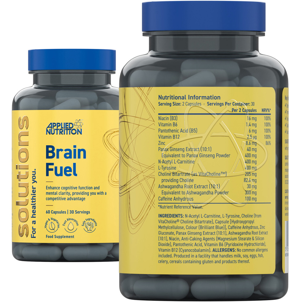 Pack of 60 Applied Nutrition Solutions Brain Fuel Capsules Image 3