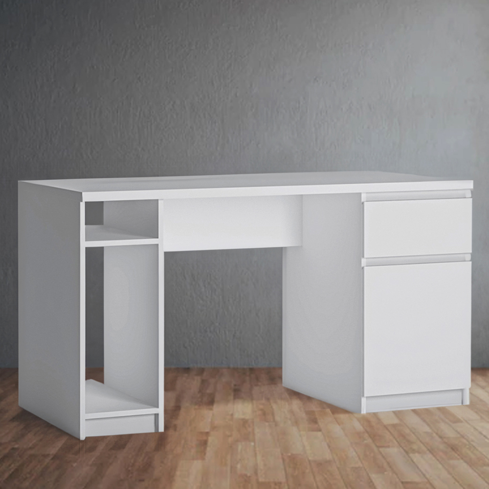 Florence Fribo Single Door Single Drawer Twin Pedestal Desk Alpine White Image 1