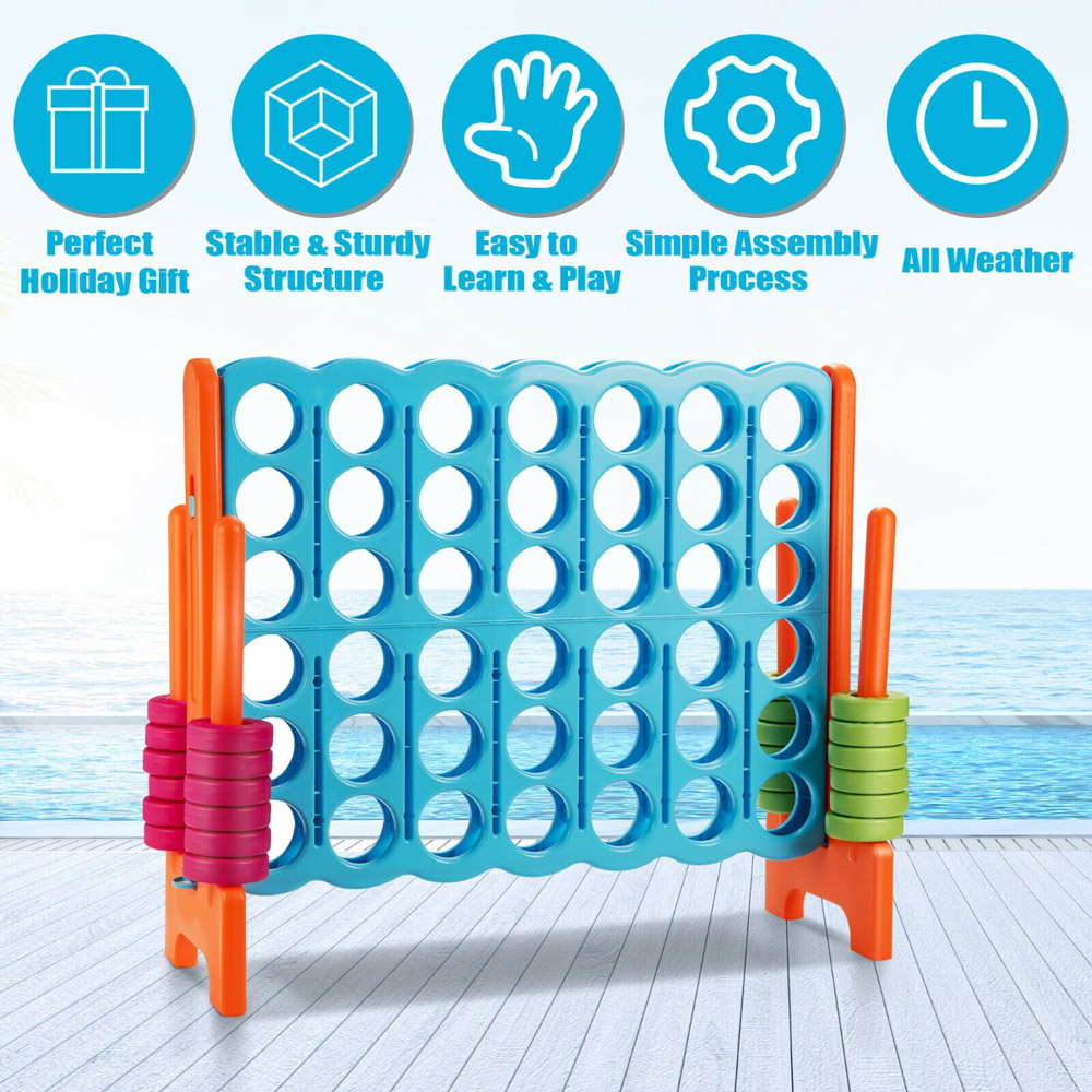 Costway Blue Giant 4 in A Row Game Set with 42 Rings and Sliders Image 6