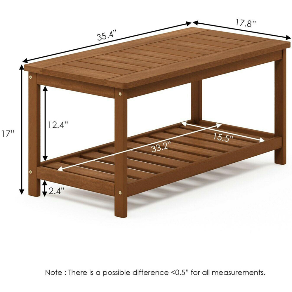 Walplus Tioman Single Shelf Natural Hardwood Coffee Table Image 7