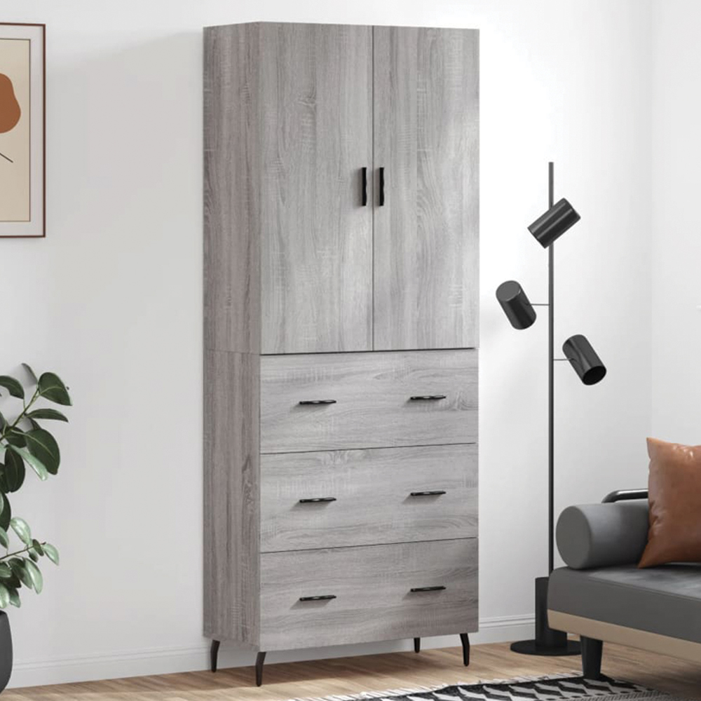 vidaXL 2 Door 3 Drawer Grey Sonoma Highboard Image 1