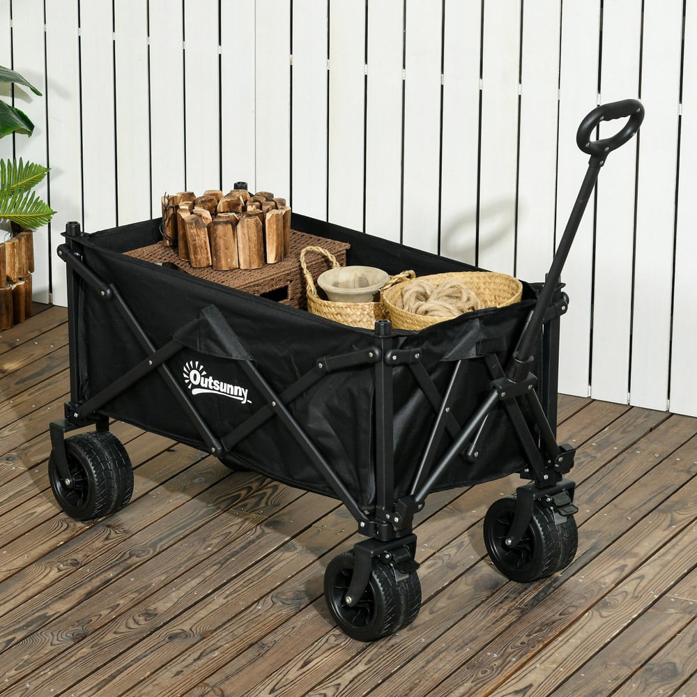 Outsunny Black Folding Garden Trolley 120kg Image 2