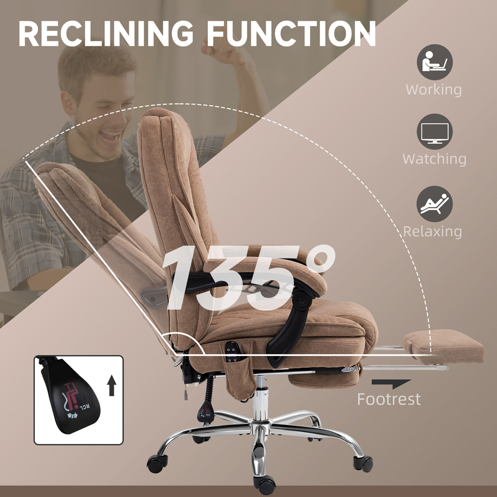 Vinsetto Brown Heated Reclining Massage Office Chair Image 6