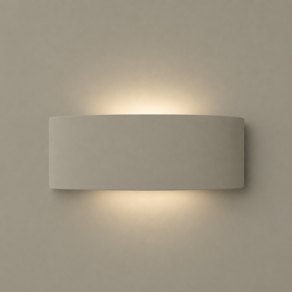 ValueLights Vincent Moss Green Curved Ceramic Flush LED Wall Light with Bulb Image 2