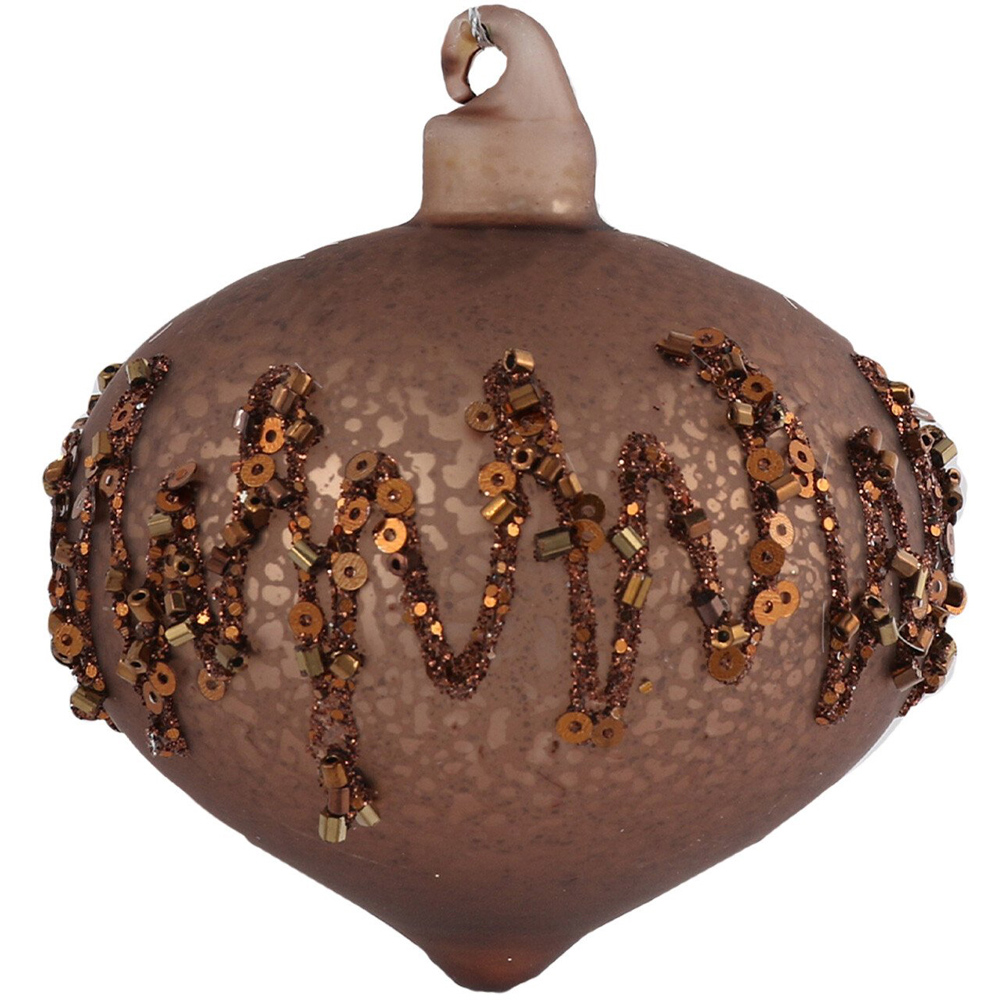Mottled Chocolate with Sequins Bauble - Brown Image 3