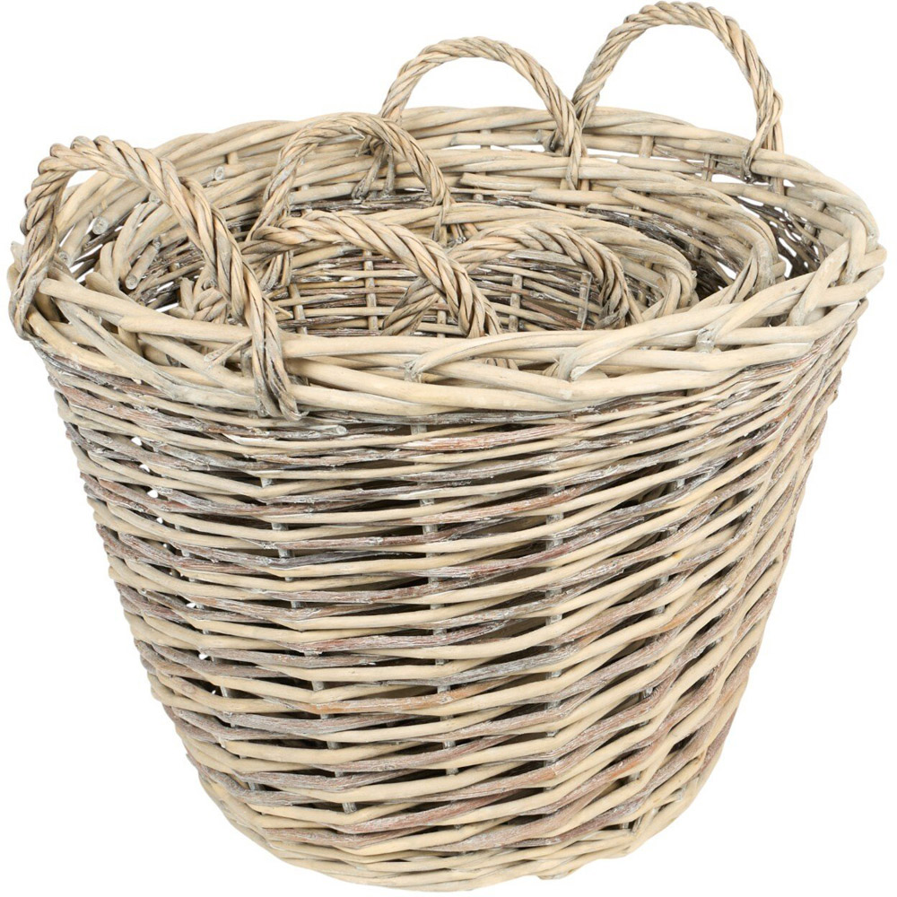 Set of 3 Willow Baskets Natural Image 2