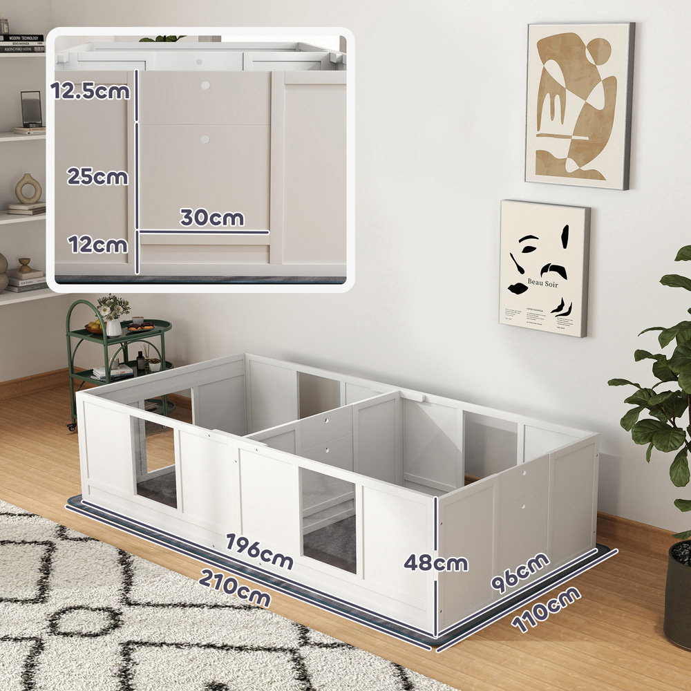 PawHut Medium Two Room Dog Whelping Box with Whelping Pad Image 8