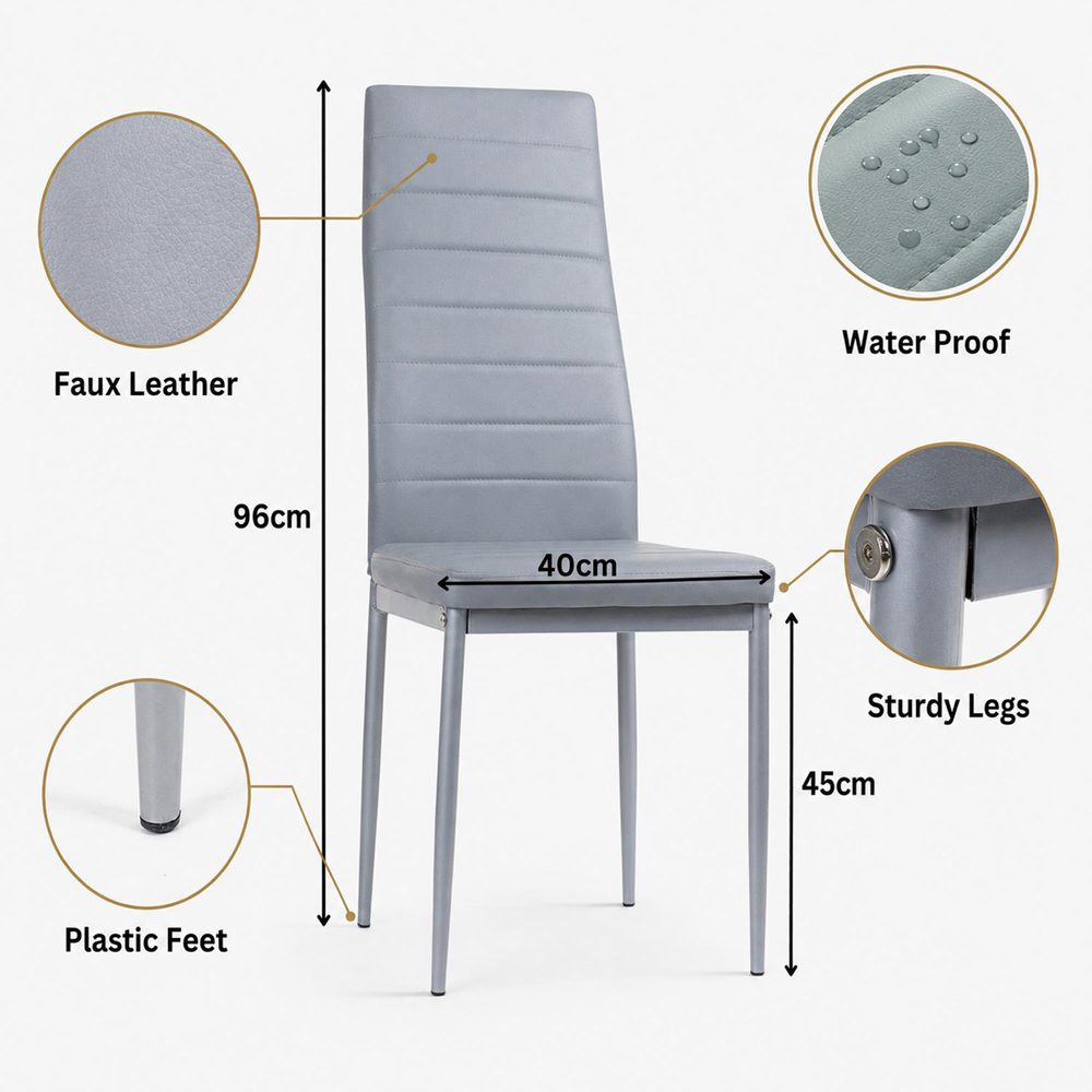 Portland 6 Seater Dining Set Rustic Effect and Grey Leather Image 9