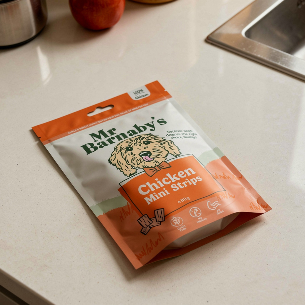 Mr Barnaby's Chicken Mini Strips Dog Treats 80g 2 Pack Image 2
