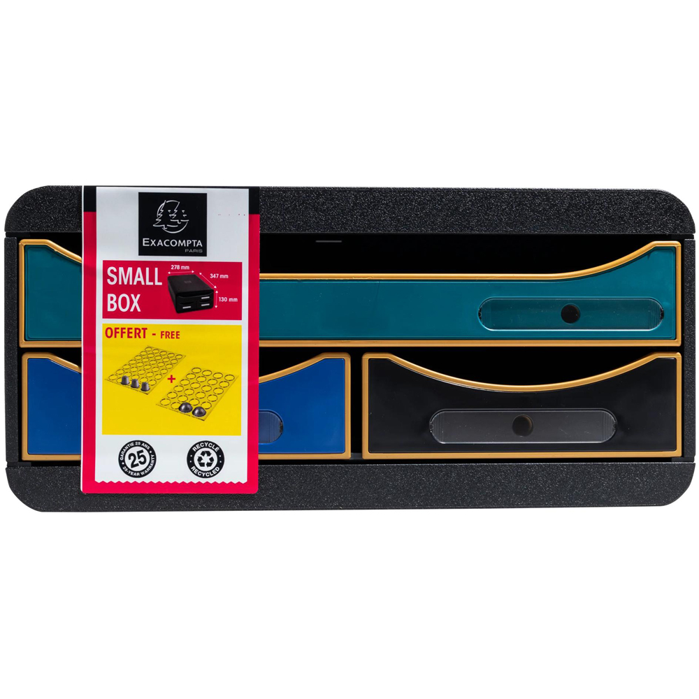 Exacompta NeoDeco 3 Drawer Multicolour Stackable Small Storage Box Image 4