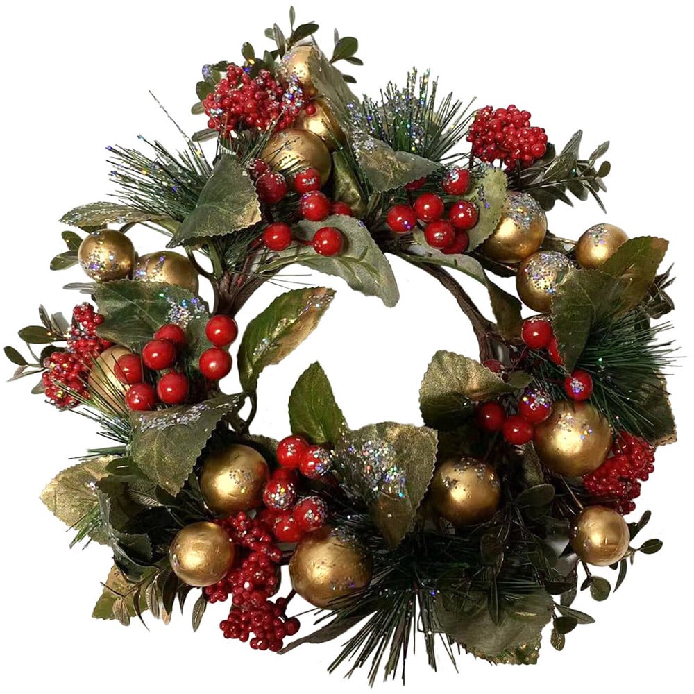 Red and Gold Sparkle Wreath - Green Image