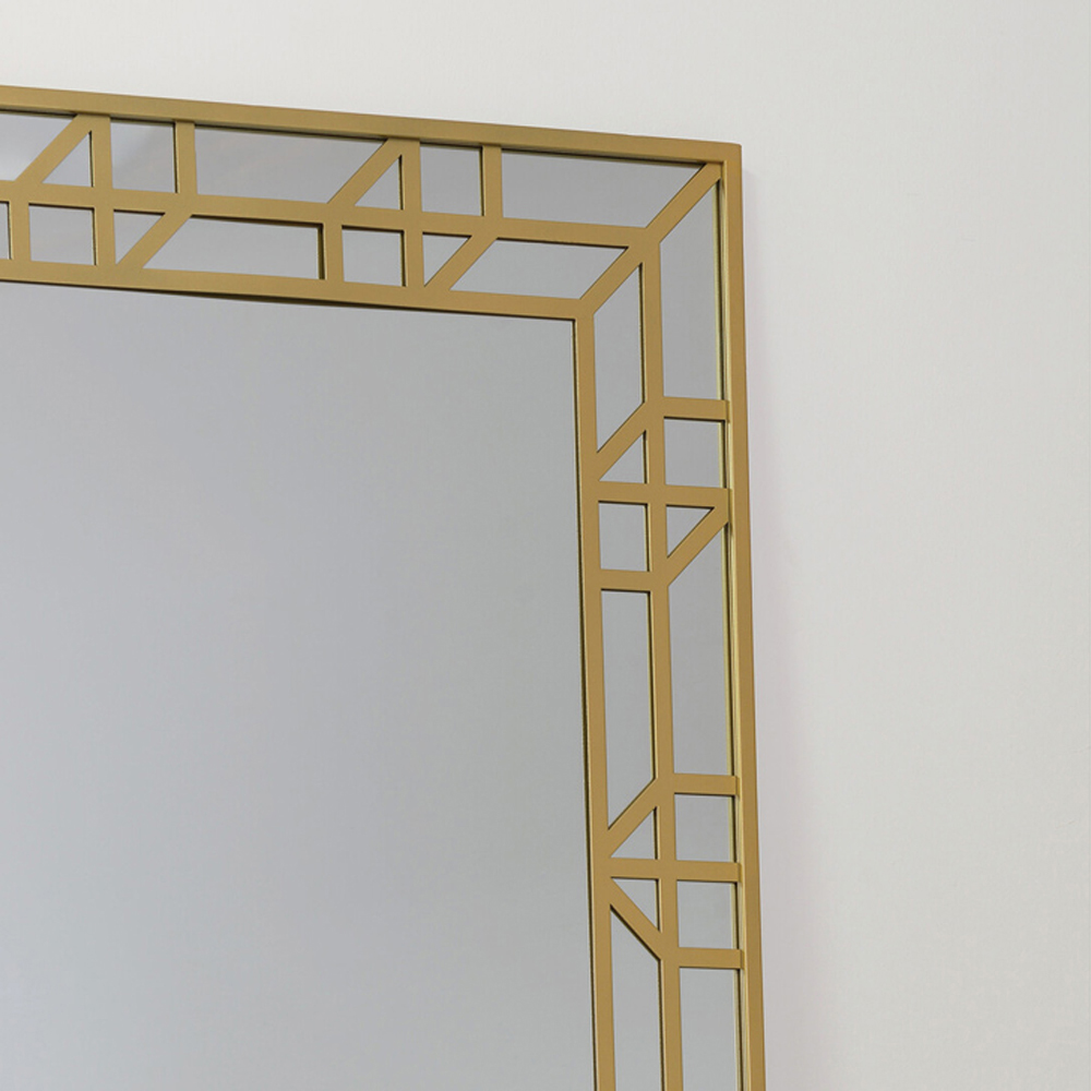 Adeline Gold Geometric Frame Lean To Mirror 170 x 80cm Image 3
