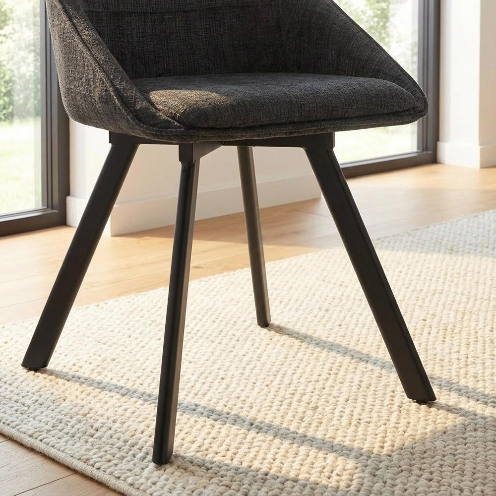 FWStyle Myla Set of 2 Black Chenille Upholstered Swivel Dining Chair Image 4