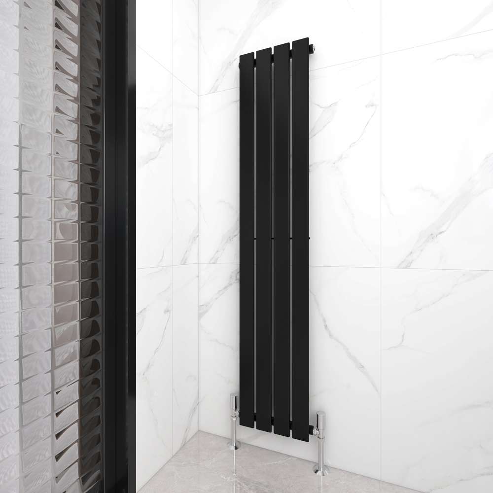 Black 1761 BTU Single Flat Panel Vertical Column Radiator 1600 x 272mm Image 2