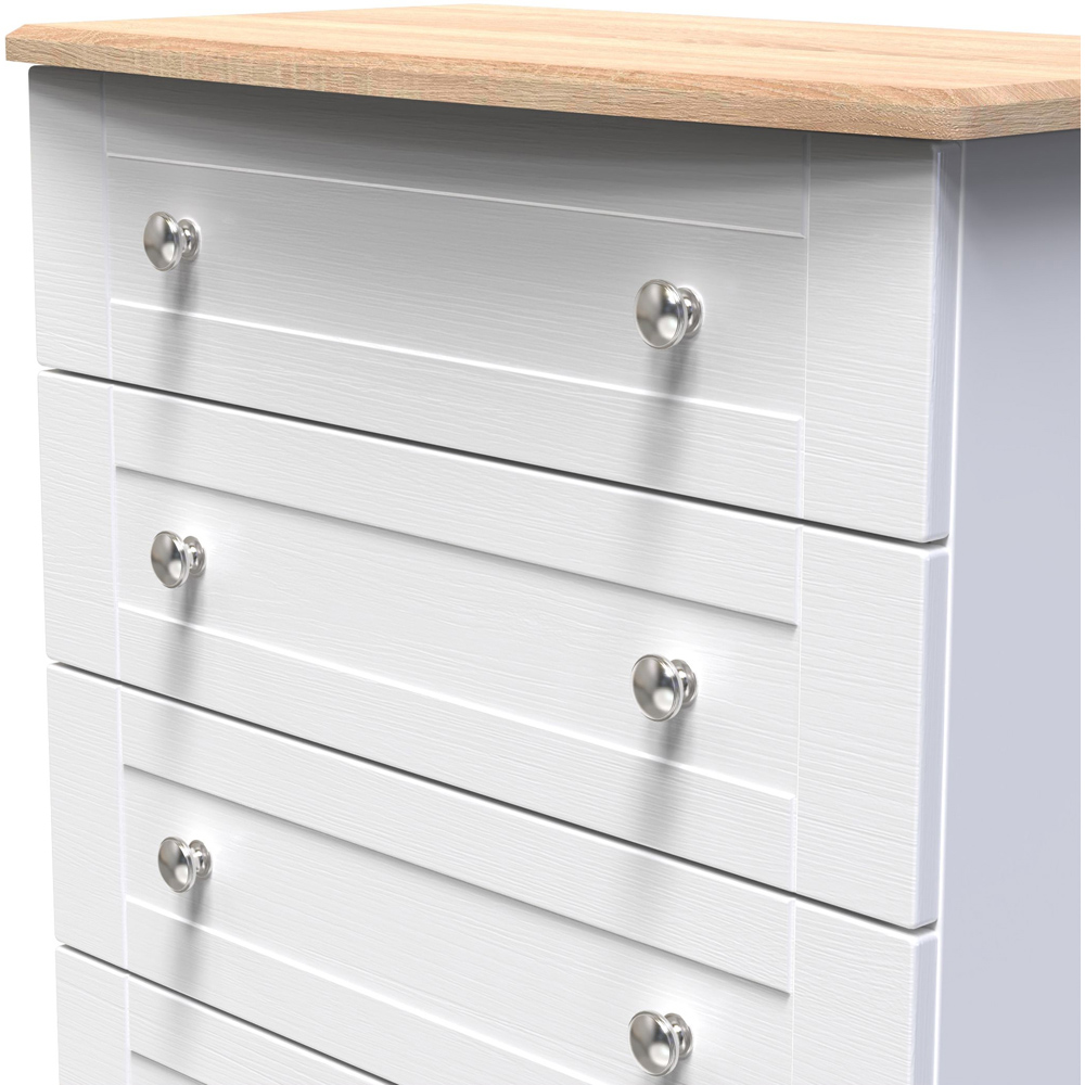 Crowndale Sussex 5 Drawer White Ash and Bardolino Oak Chest of Drawers Ready Assembled Image 5