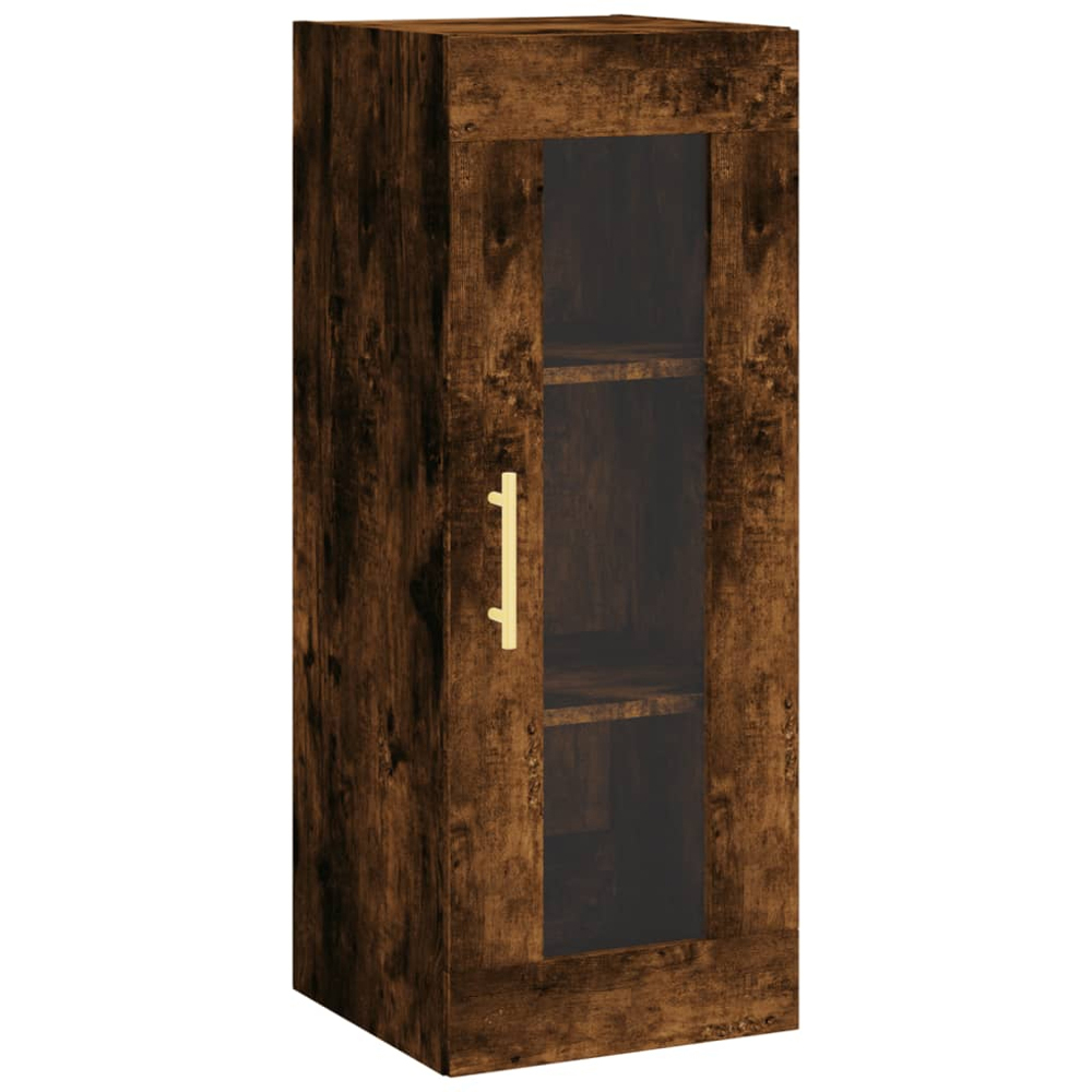 vidaXL Single Glass Door 3 Shelf Smoked Oak Highboard Image 5