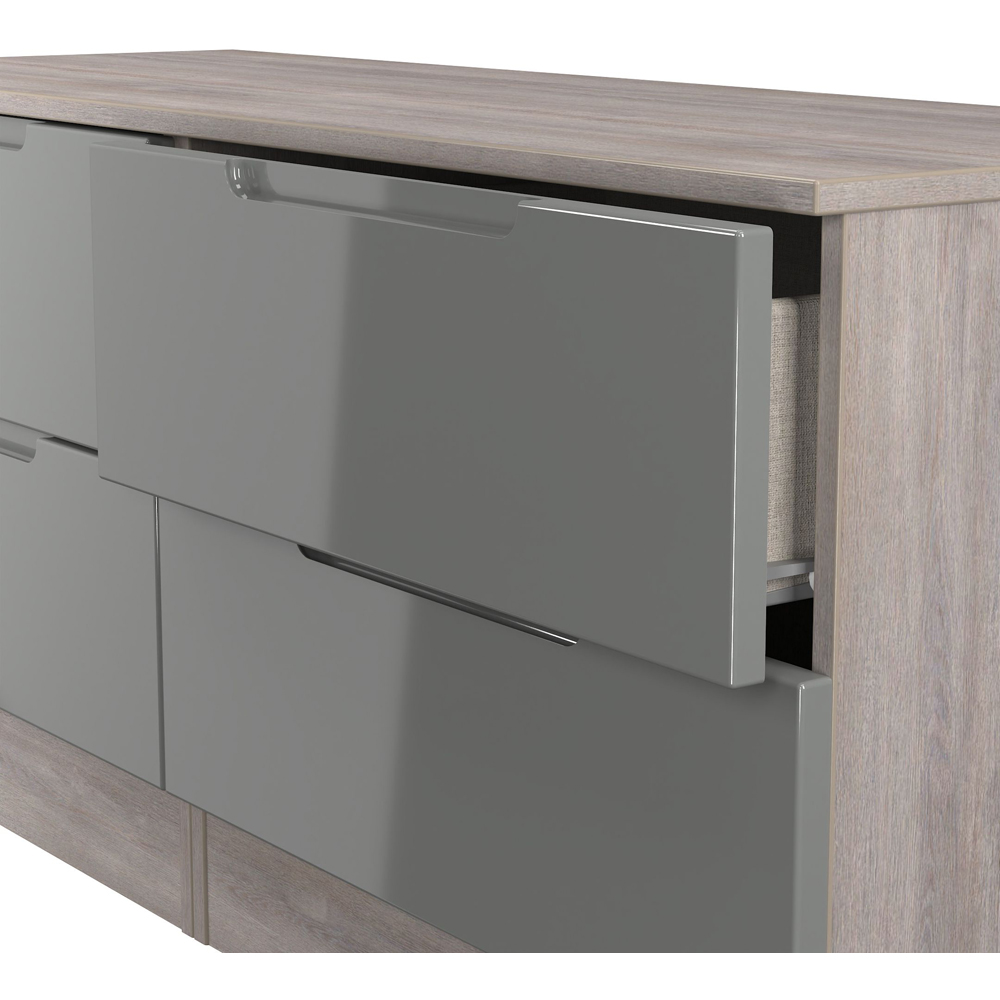 Crowndale Milan 4 Drawer Grey Gloss and Oak Bed Box Image 6