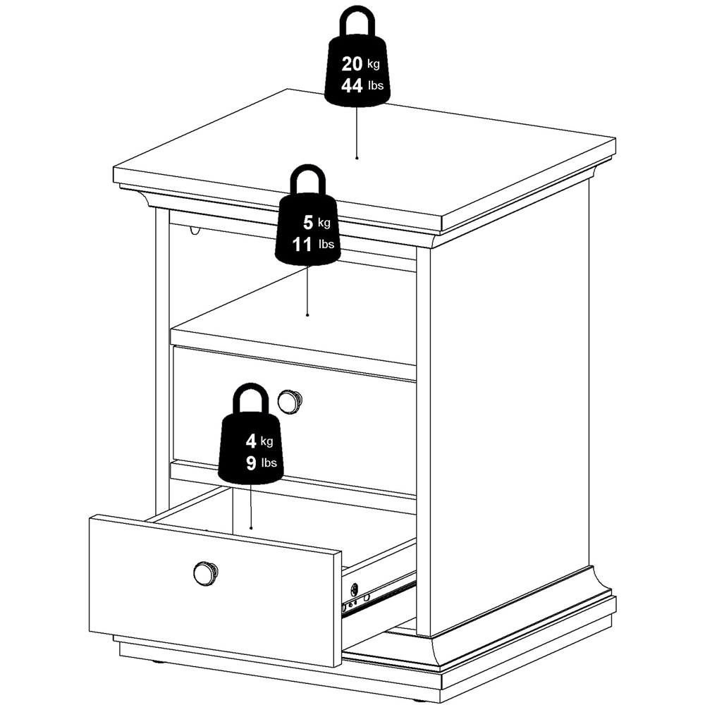 Florence Paris 2 Drawer White Bedside Table Image 7