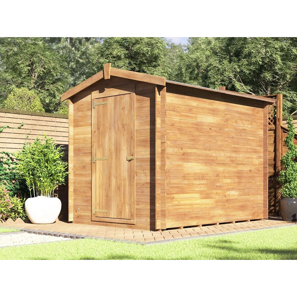 Dunster House Taarmo 6 x 8ft Brown Heavy-Duty Apex Garden Log Shed Image 3