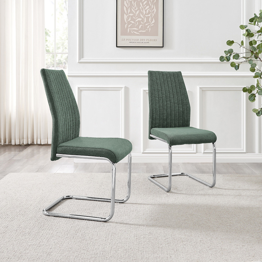 Furniturebox Fontana Set of 2 Green and Silver Dining Chair Image 7