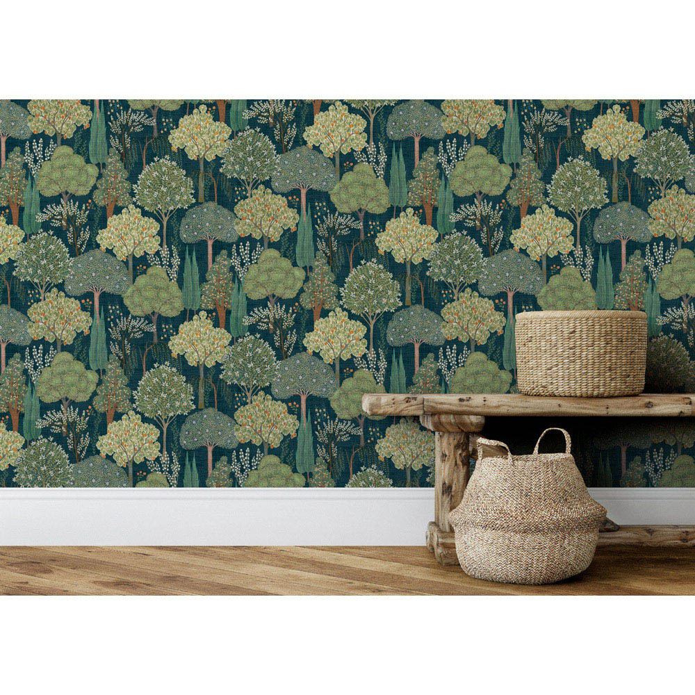 Esselle Home Persian Oasis Navy and Green Wallpaper Image 7