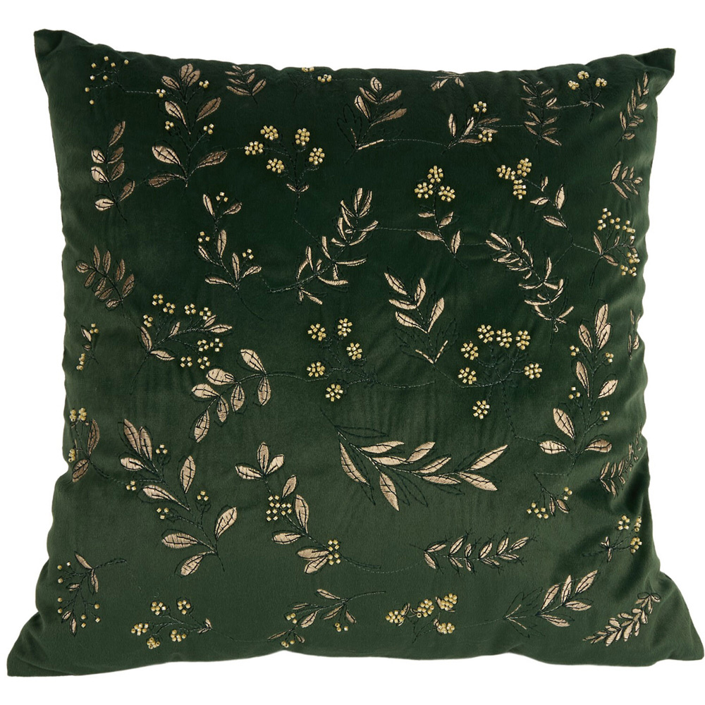 Foliage Embroidered Cushion Green Image 1