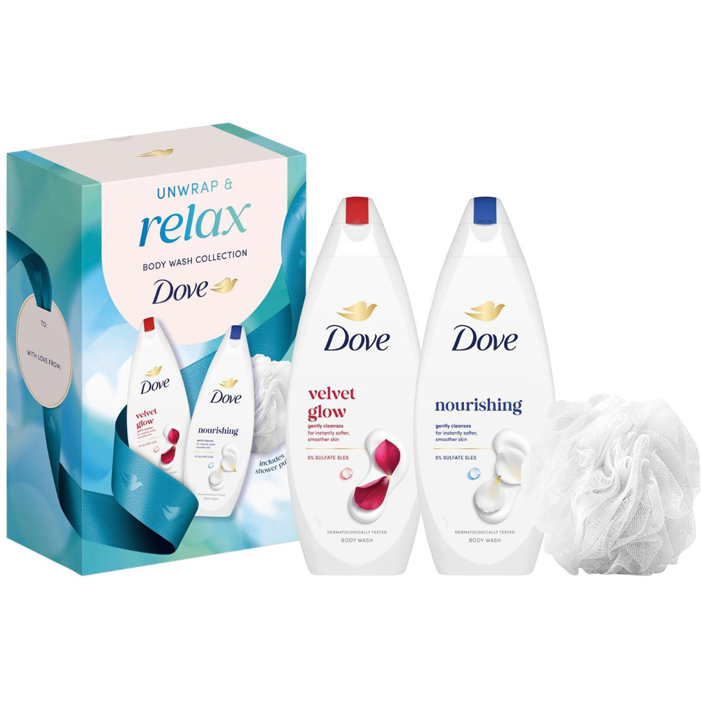 Dove Relax 2 Piece Velvet Glow and Nourishing Body Wash Collection Gift Set 4 Pack Image 6