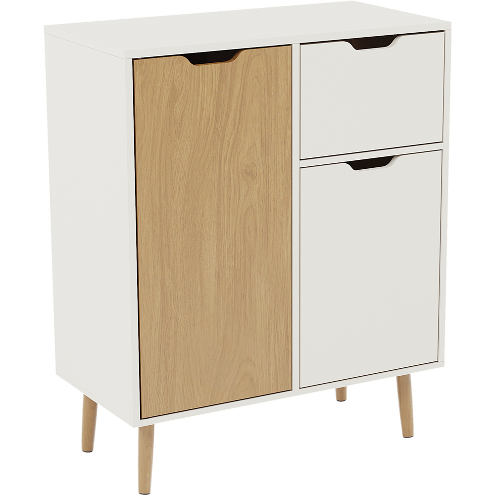 Vida Designs 2 Door Single Drawer Oak and White Sideboard Image 2
