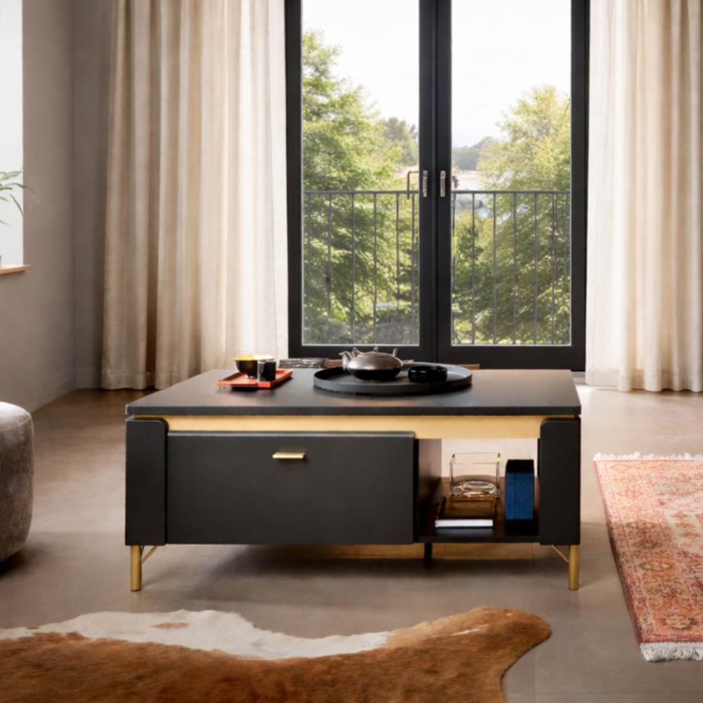 Furniture To Go Genoa Single Drawer Black Coffee Table Image 4