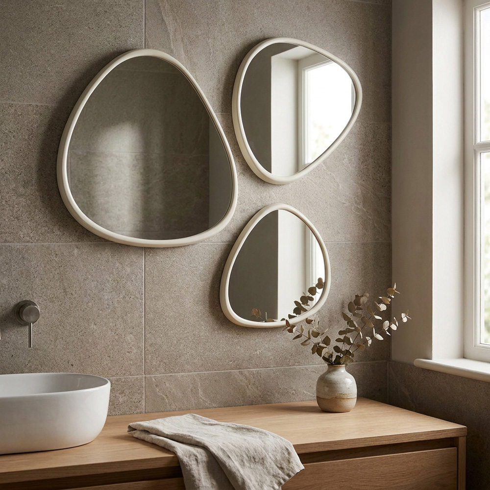 Set of 3 Stone Organic Shape Mirrors Image 11