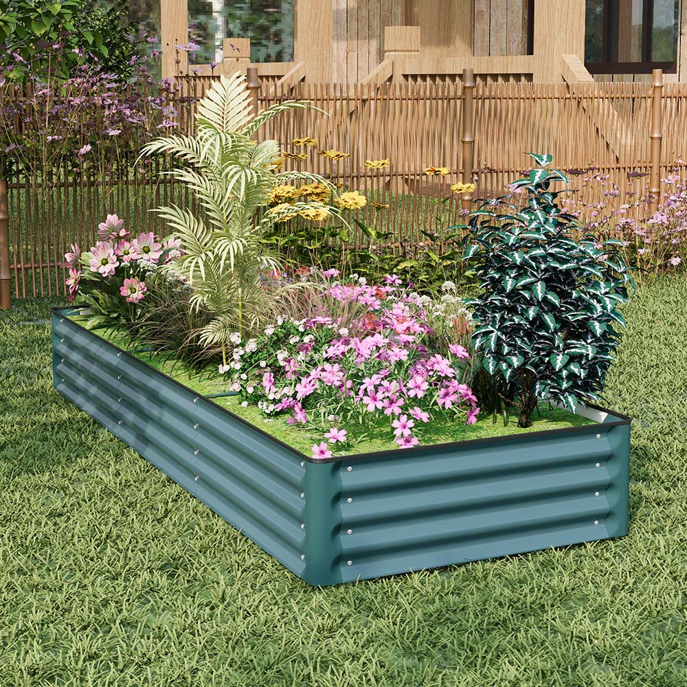 Living and Home Green Rectangular Galvanised Steel Raised Garden Bed 240 x 90cm Image 5