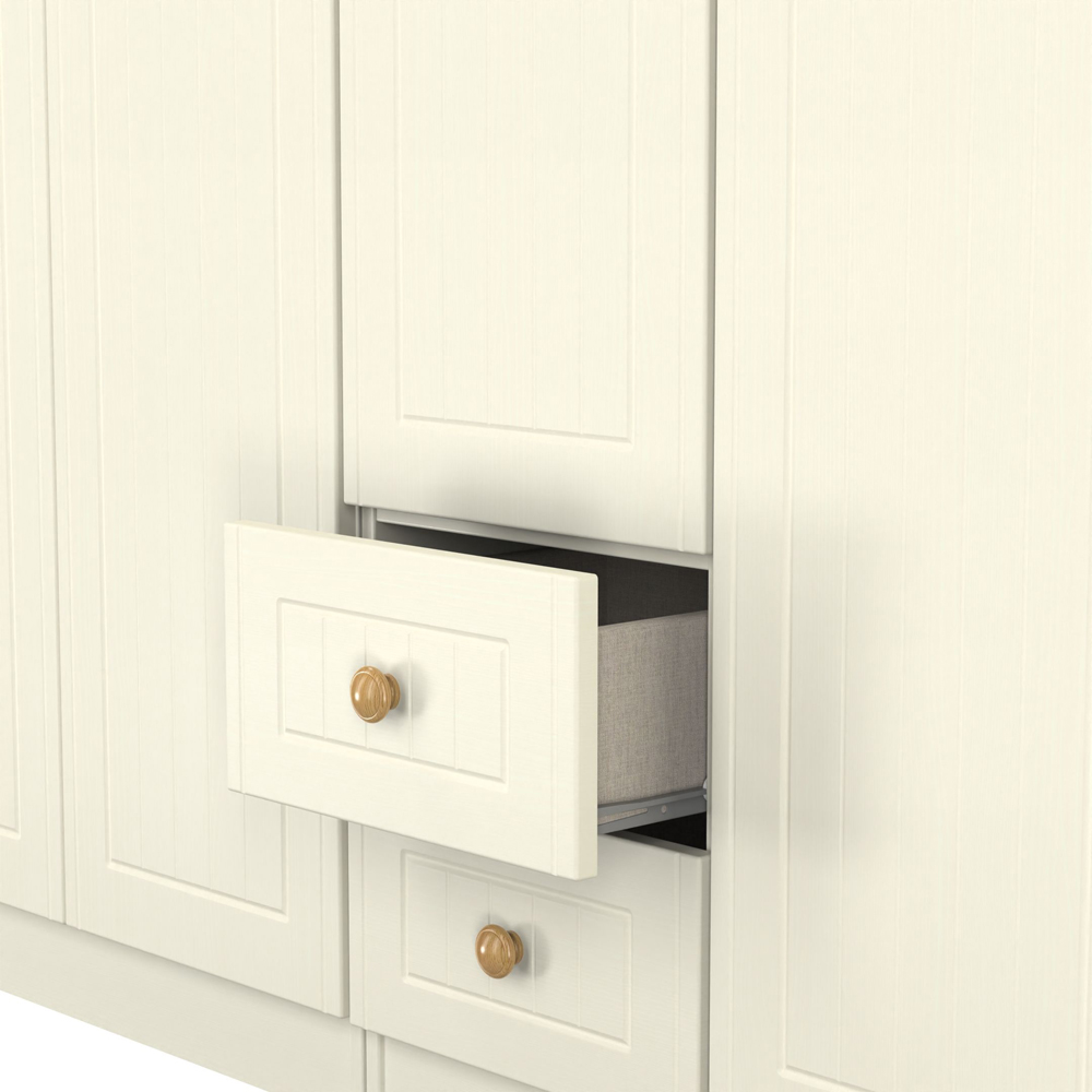 Crowndale Warwick 5 Door 2 Drawer Cream Ash and Modern Oak Wardrobe Ready Assembled Image 8