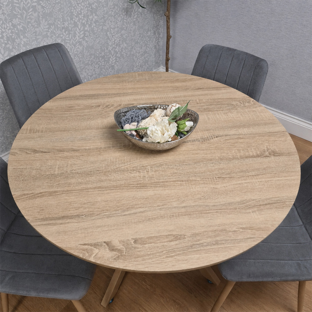 Kosy Koala 4 Seater Wood Effect Round Dining Set Grey Image 2