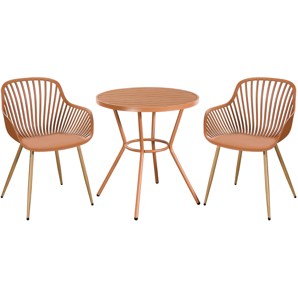 Core Products 2 Seater Terracotta Sunray Design Round Plastic Table Garden Bistro Set Image 2