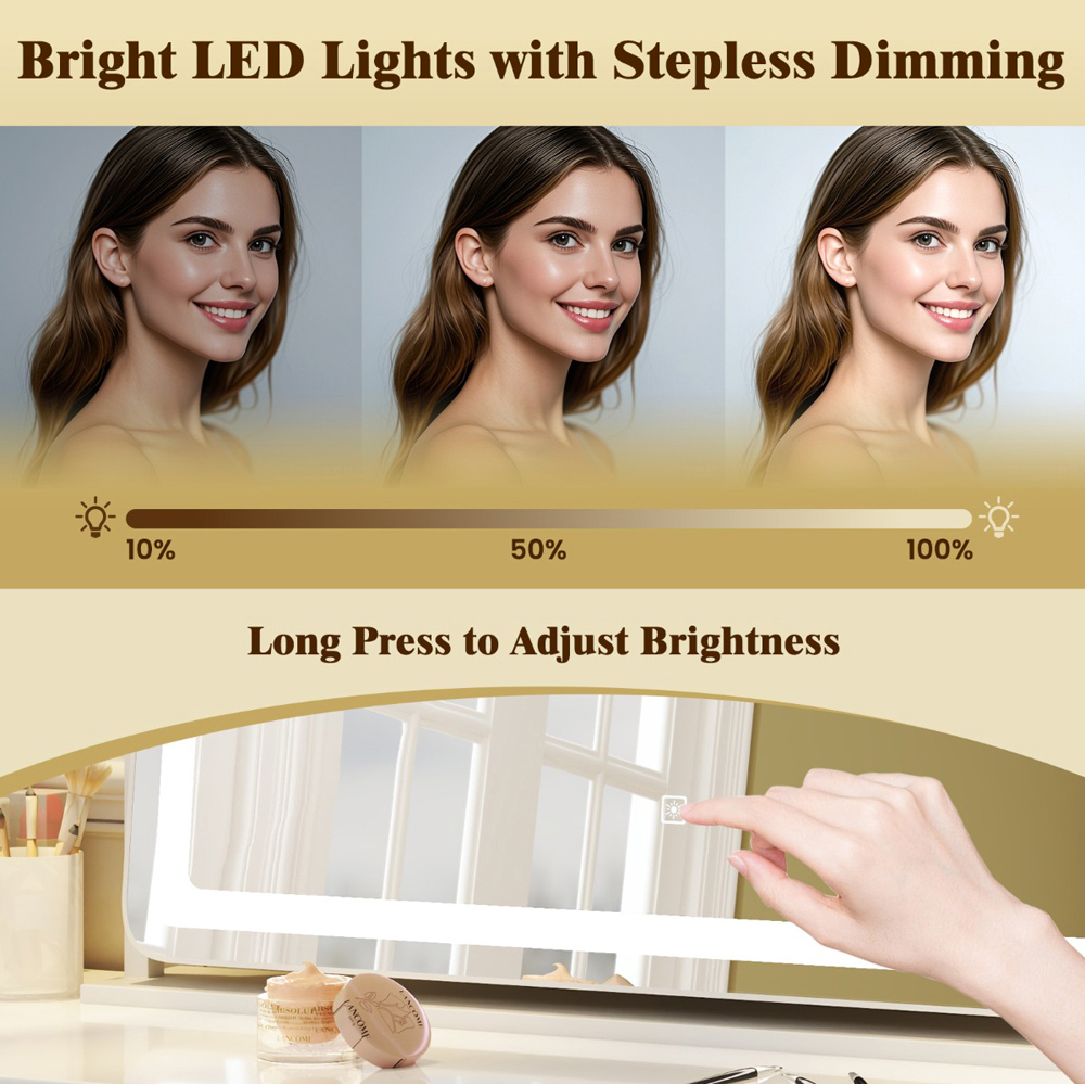 Costway White 3 Colour Light Vanity Mirror with Touch Control Image 6