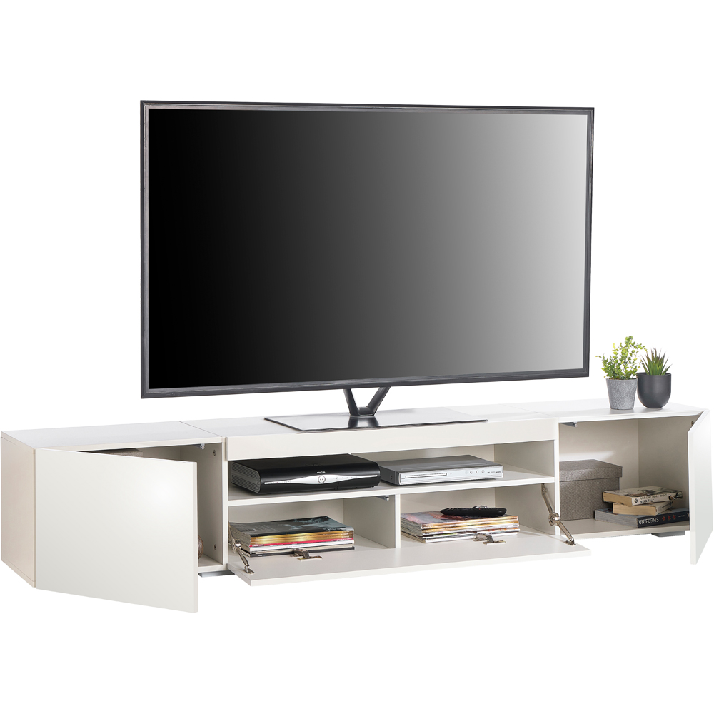 MMT Furniture Designs 3 Door Single Shelf Matt Gloss White Modern TV Unit Image 6