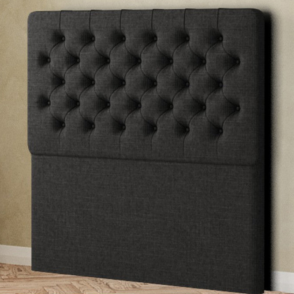 Eleganza Winchester Single Black Linen Floor Standing Headboard Image 1