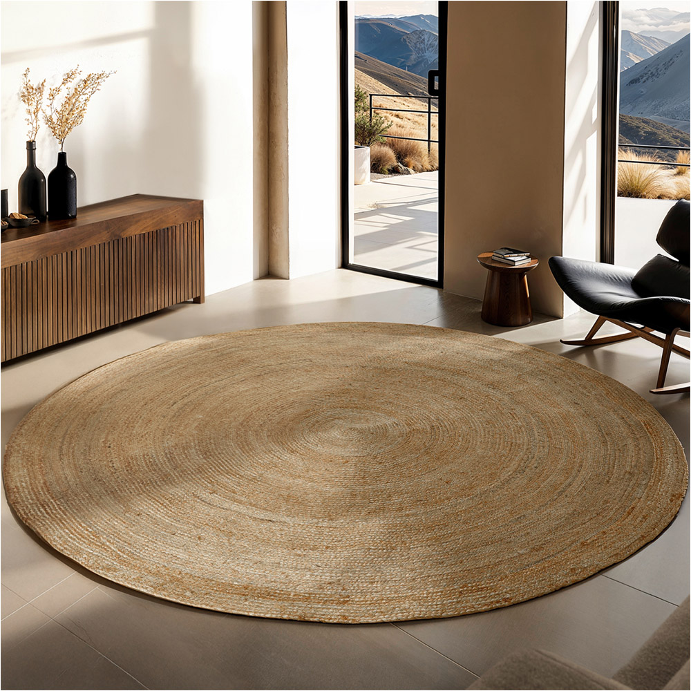 tectake Glim Jute Round Rug 200 x 200 x 0.5cm Image 2
