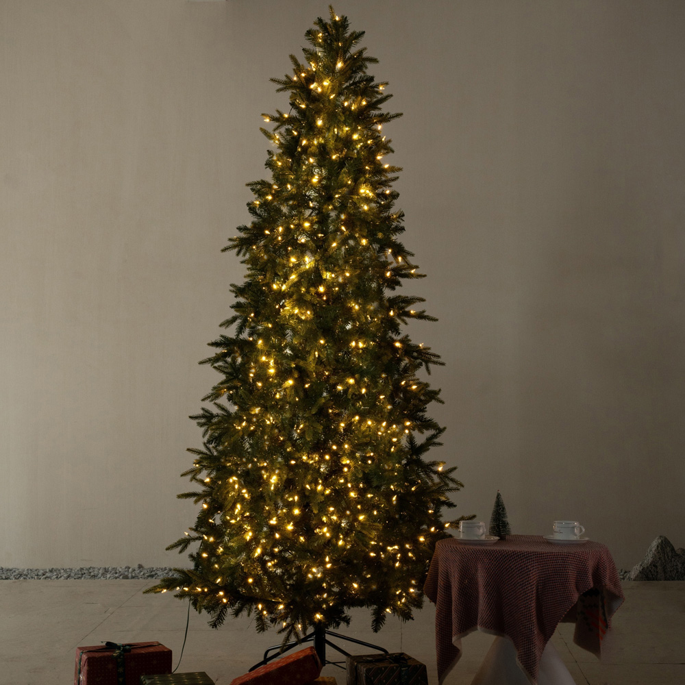 Abrihome 400 Warm White LED Pre-Lit Slim Artificial Christmas Tree with 1111 Mixed Tips 6.5ft Image 2