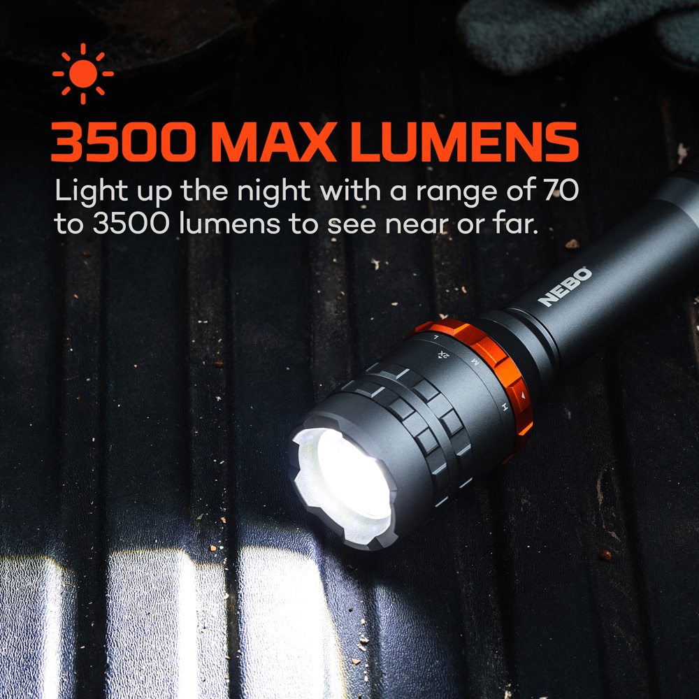 Nebo Davinci 3500 3500 Lumens Rechargeable LED Torch with 3x Zoom and Power Bank Image 7